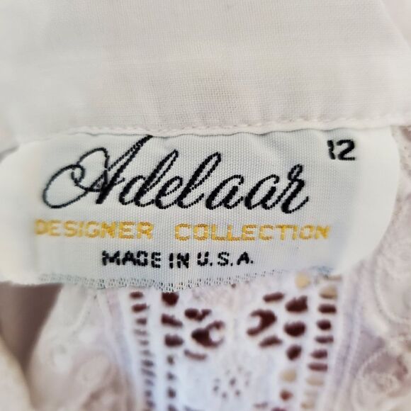 Adelaar Designer Collection Women's White Button Down Top Size 12 White Coquette - Picture 7 of 7